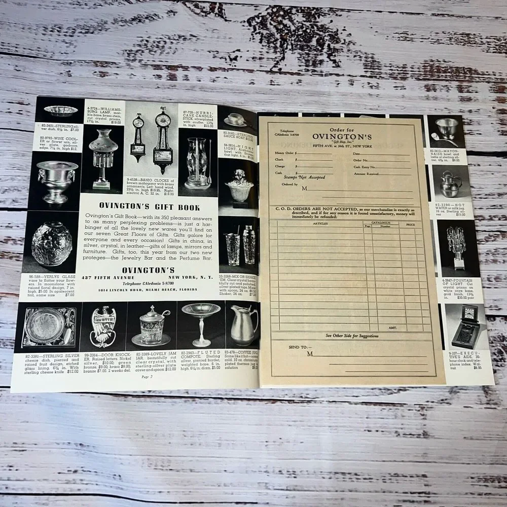 Vintage 1938 Ovington's Gift Book Catalog 437 Fifth Avenue New‎ York